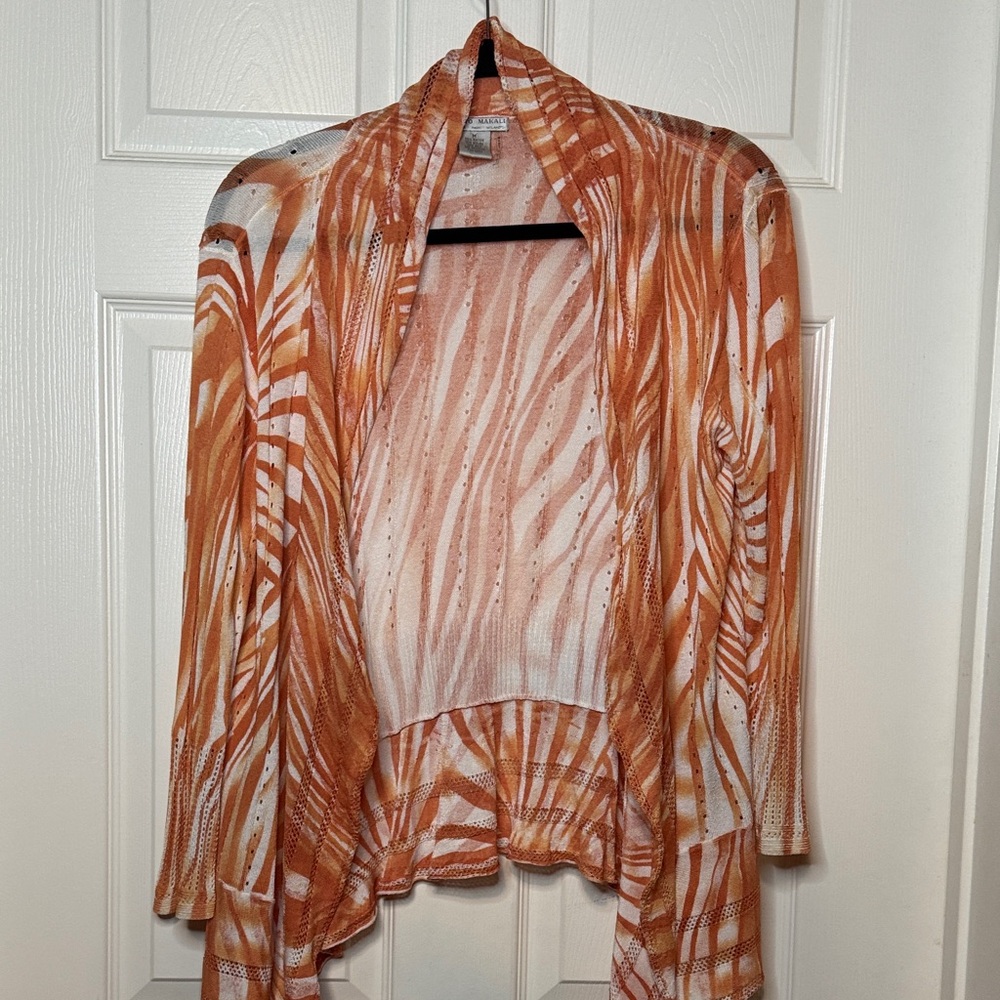 Alberto Makali Orange and White Knit Cardigan